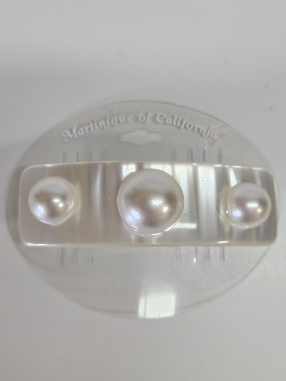 NEW VINTAGE 90s Martinique Pearlized White Lucite Hair Barrette Clip French Clip